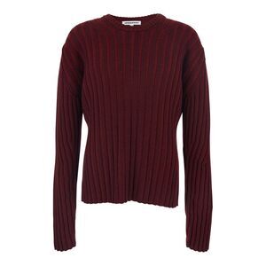 Jordanluca Men Red Ribbed Crew Neck Sweater In Wool Blend Man